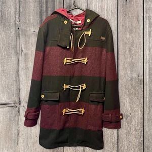 Makia Heavyweight Hooded Toggle Duffle Winter Coat Jacket Wool Size Medium NWT